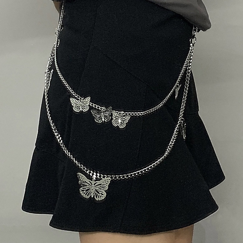 Youyo Dây Xích Đôi Goth Chuỗi Xích Hai Lớp Hình Bướm Đeo Thắt Lưng Kèm Ví Đựng Tiền Dành Cho Bạn Nữ