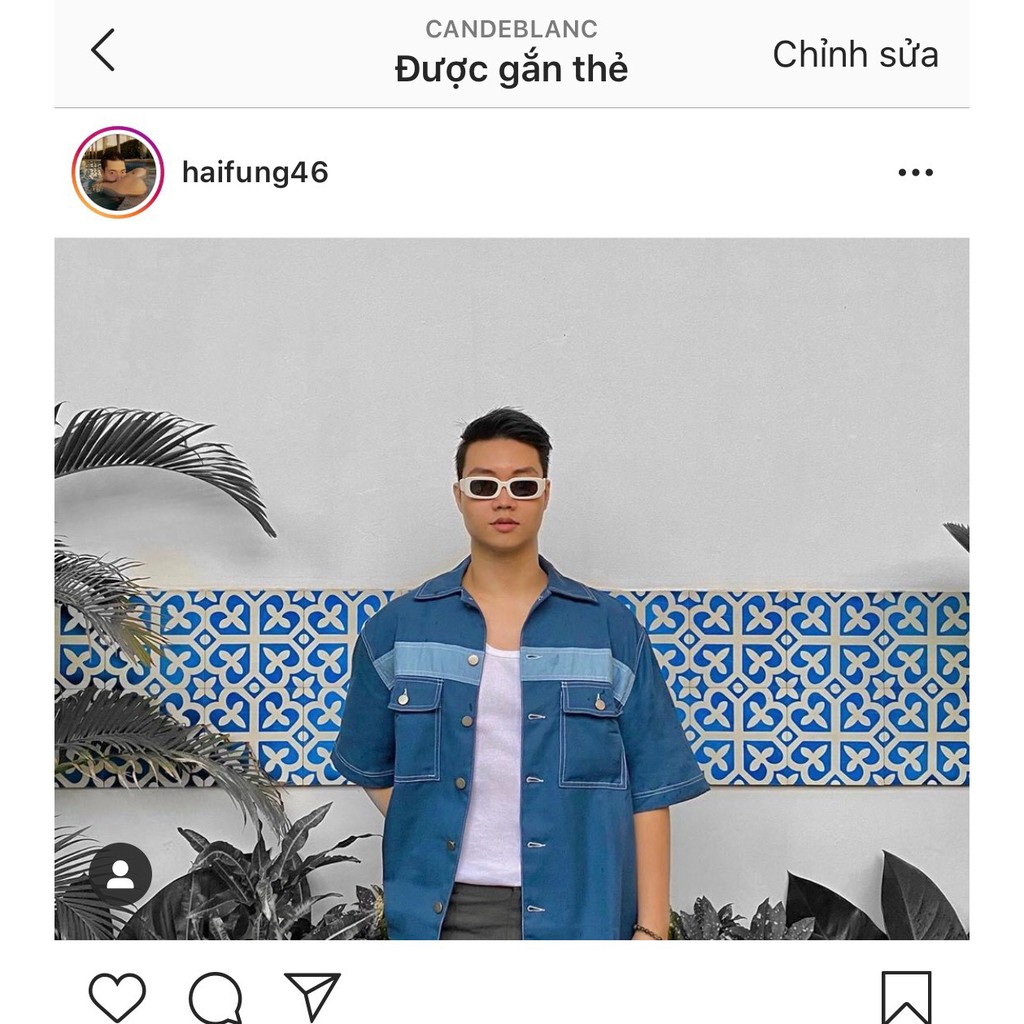 Áo Sơ Mi Giả Denim Tay Ngắn Can De Blamc