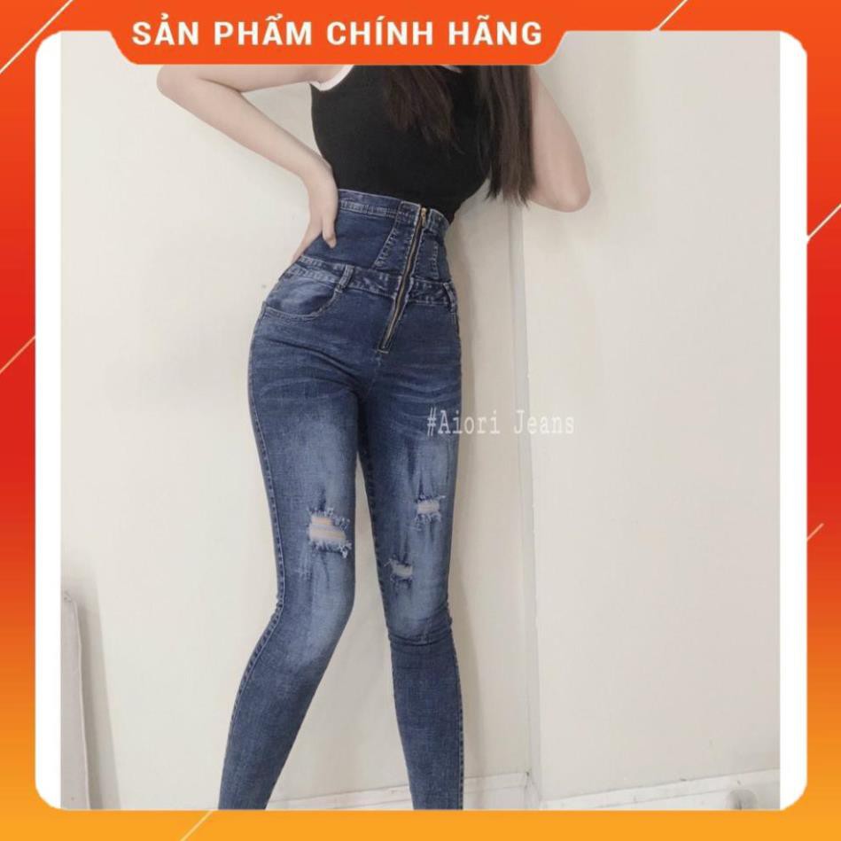 Quần Jeans Nữ - Quần Skinny Dây Kéo Lưng Cao Thắt Dây Siết Eo DK103 -pc2