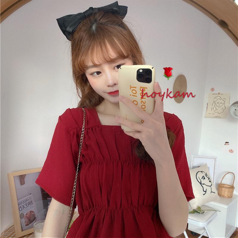 Áo Voan Ngắn Tay Cổ Vuông Xinh Xắn Theo Phong Cách Hàn Quốc 2021 Dành Cho Nữ