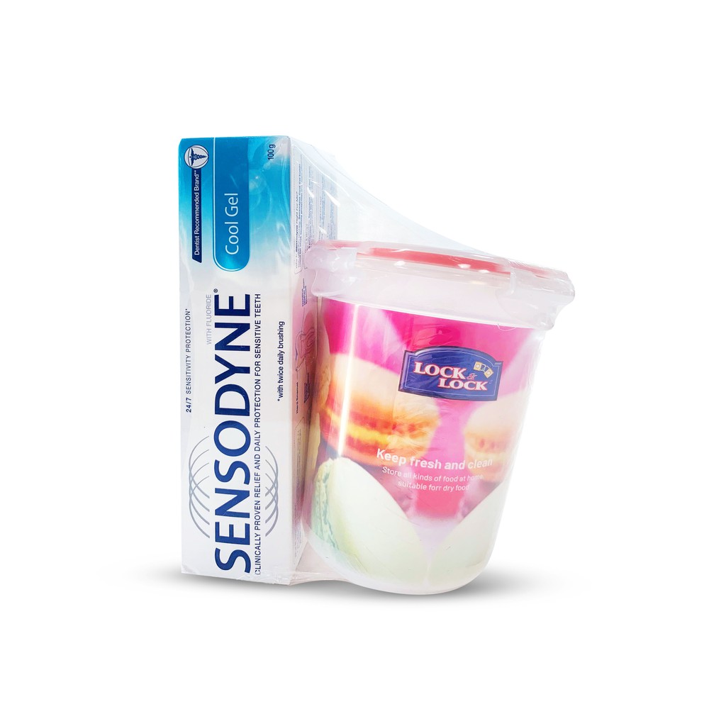 Combo 2 Kem đánh răng Sensodyne Cool Gel 100g/tuýp, tặng Hộp Lock&amp; Lock 500ml