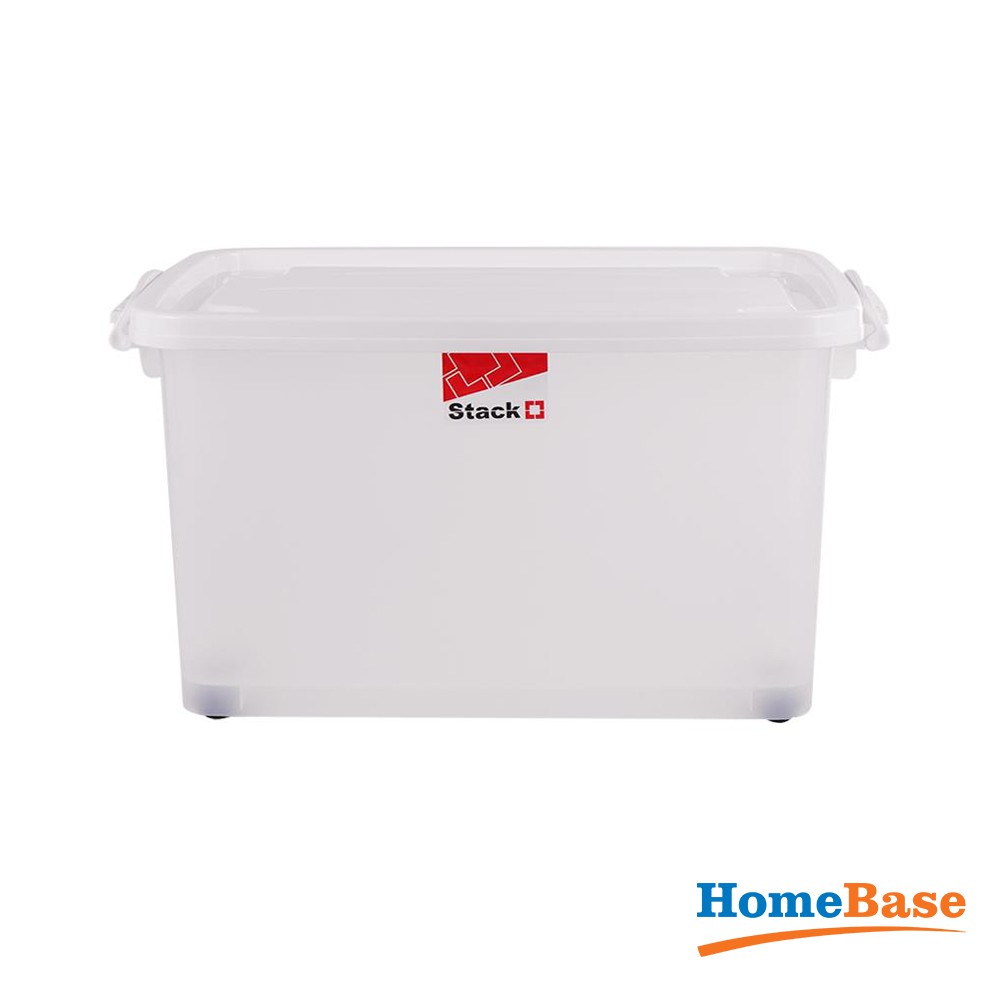 [Mã LT50 giảm 50k đơn 250k] HomeBase STACKO Thùng nhựa đựng đồ có nắp có bánh xe Thái Lan 70.5L Trắng W44xD38xH69.5 Cm