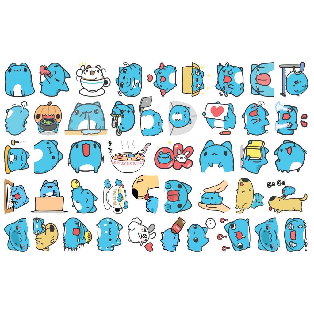 Rinart.vn - Decal ủi tổng hợp mèo capoo xanh cá tính - Logo Sticker Patch in áo ủi trực tiếp lên vải