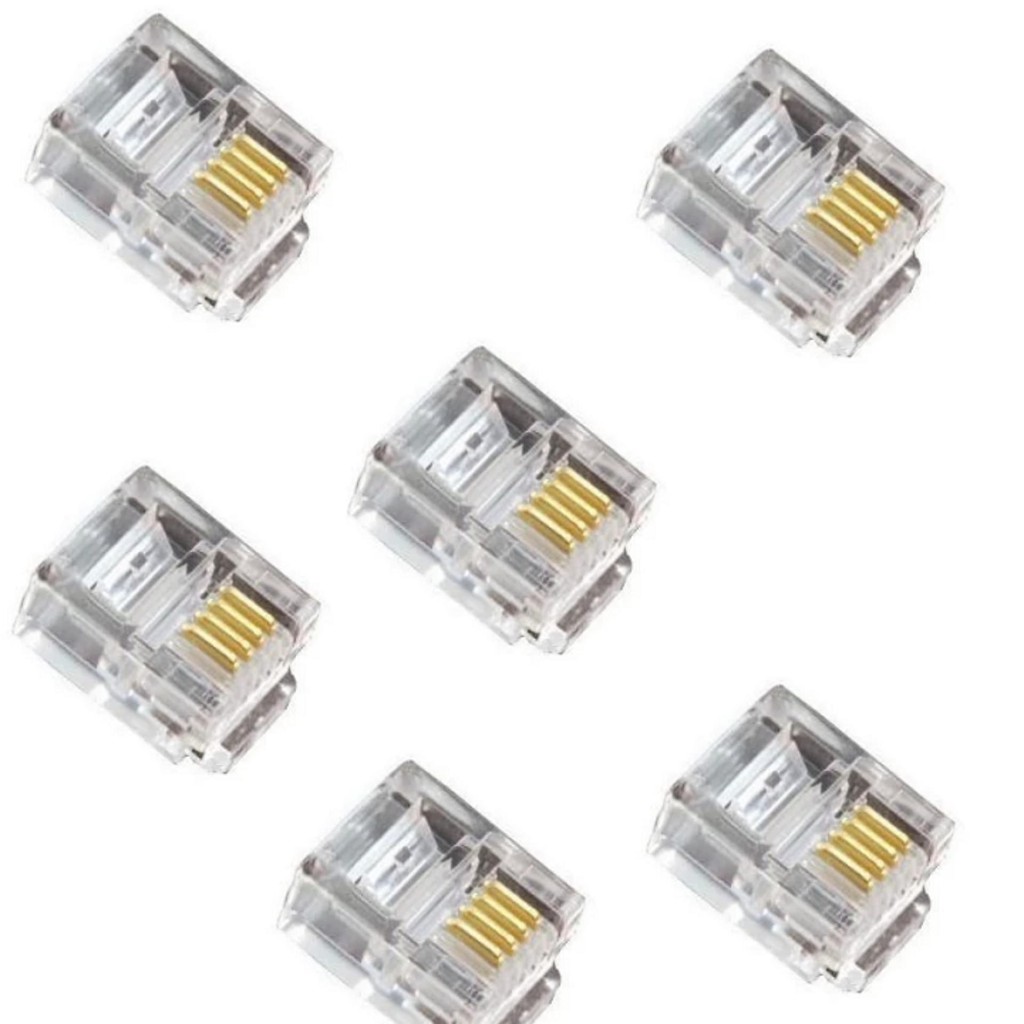 Hạt điện thoại RJ11  Hộp Hạt Thoại AMP ( 100 hat ) 4pin chính hãng chân đồng. Cat3 AMP P/N:406372-1 | BigBuy360 - bigbuy360.vn