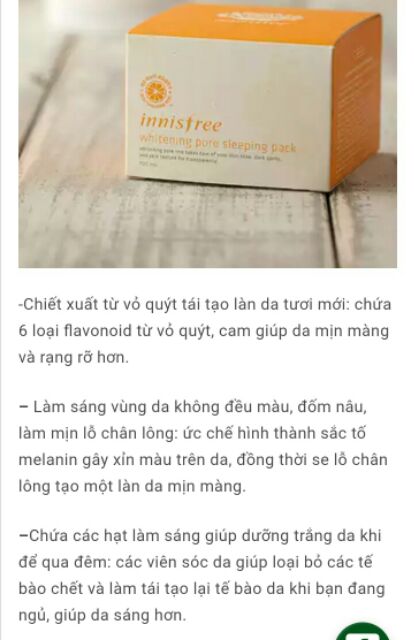 Mặt nạ ngủ Innisfree Whitening Pore Sleeping Pack 100ml