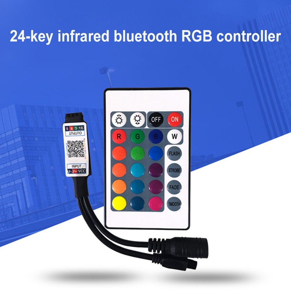 Bộ Điều Khiển Đèn Led 24 Phím Bluetooth Rgb + Điều Khiển Hồng Ngoại Cho Dây Đèn Led