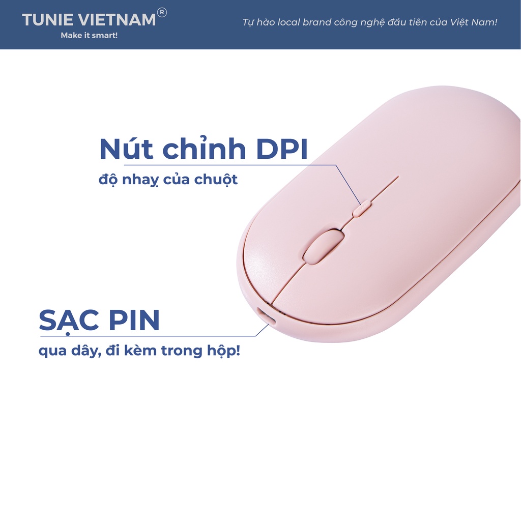 Chuột không dây màu Pastel không gây tiếng ồn cho laptop