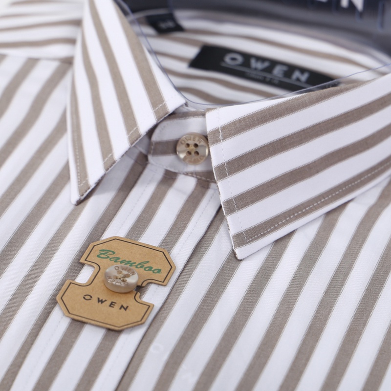 Áo sơ mi ngắn tay Nam Owen Bamboo Slim Fit màu Be trắng - AS23196N