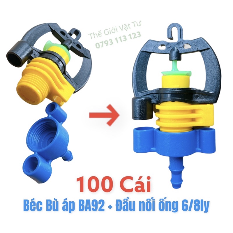 100 Cái Béc tưới bù áp kèm đầu nối ống 6ly hoặc 8ly dùng tưới gốc cho vườn rau, hoa cây ăn trái