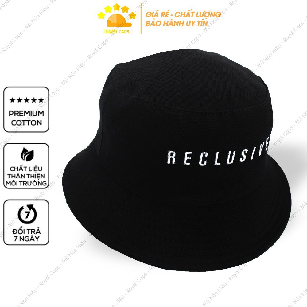 Mũ Bucket Nón Bucket Tai Bèo Nam Nữ RECLUSIVE Đen Vải Kaki Unisex - Royal Caps