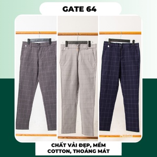 Quần kẻ nam Gate 64 hoạ tiết caro ống đứng, trẻ trung - phù hợp đi làm, đi học, đi chơi