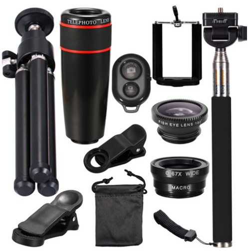 [HCM] - Ống kính ĐT chụp xa 8x | chụp cận Macro | Wide + Angle | Fisheye kèm chân 3 càng tripod | Cây Selfie | Bluetooth