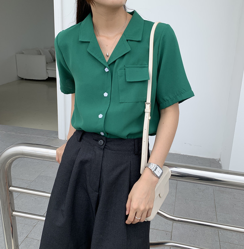 SUXI Áo Kiểu Ngắn Tay Cổ Chữ V Xinh Xắn Theo Phong Cách Retro Dành Cho Nữ