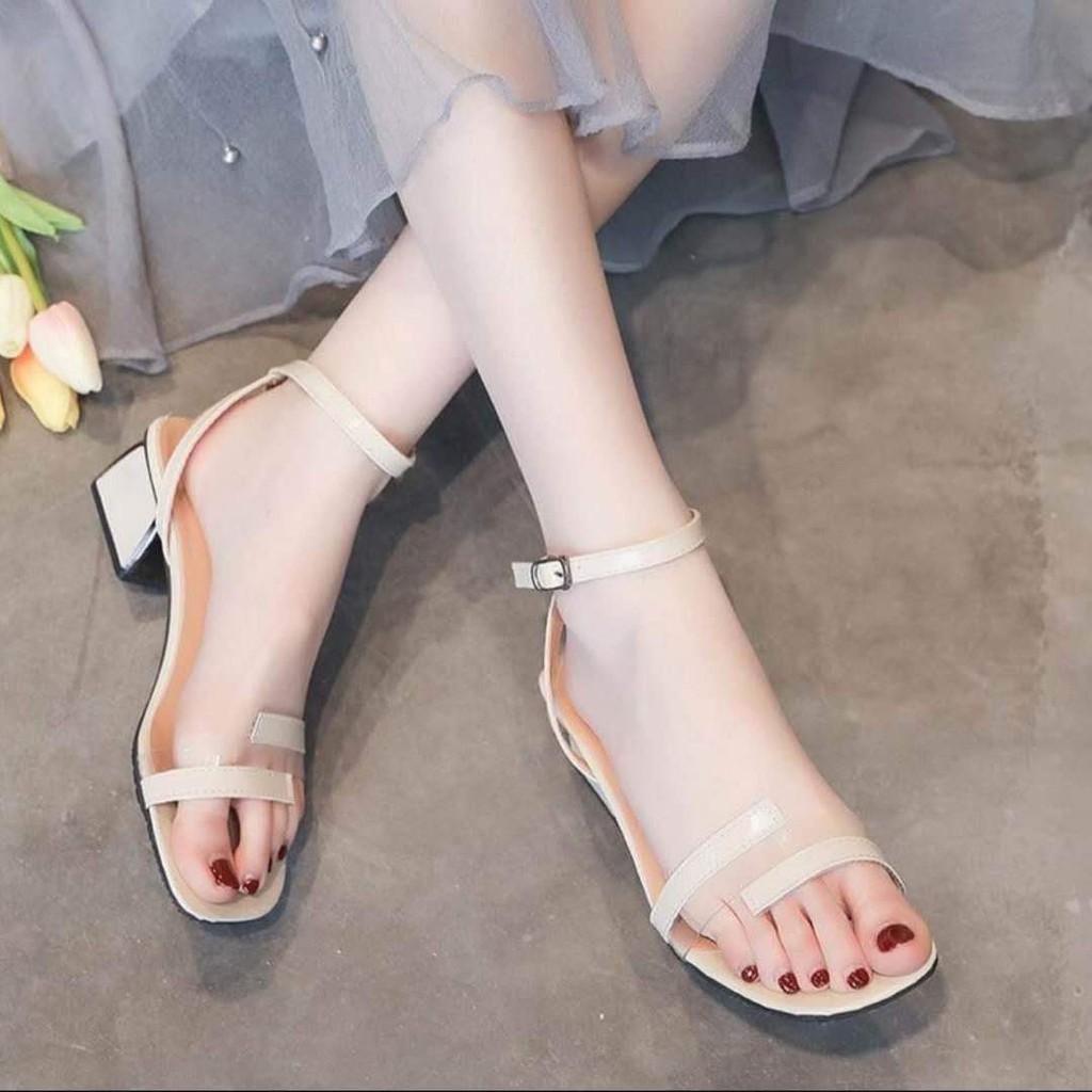 Sandal quai mảnh cắt gót vuông xinh lem cao 5cm-A71