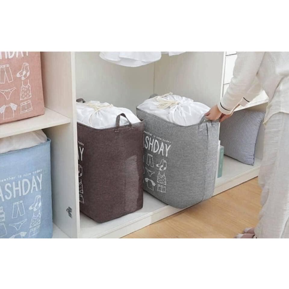 Túi vải WASHDAY 75L đựng chăn màn quần áo dáng vuông có thể gấp gọn tiện lợi