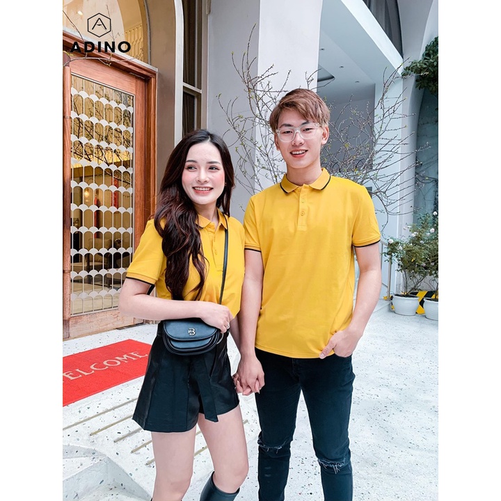 Áo polo đơn áo polo đôi áo polo nhóm ADINO 6 màu phối viền vải cotton co giãn dáng slimfit trẻ trung năng động | BigBuy360 - bigbuy360.vn