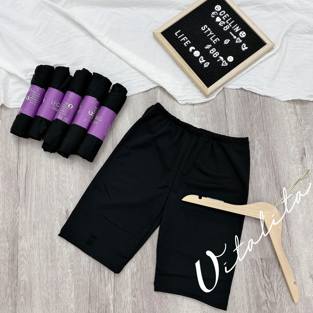 Quần Legging đùi chất vải Cotton dày dặn co giãn 4 chiều mặc siêu thích