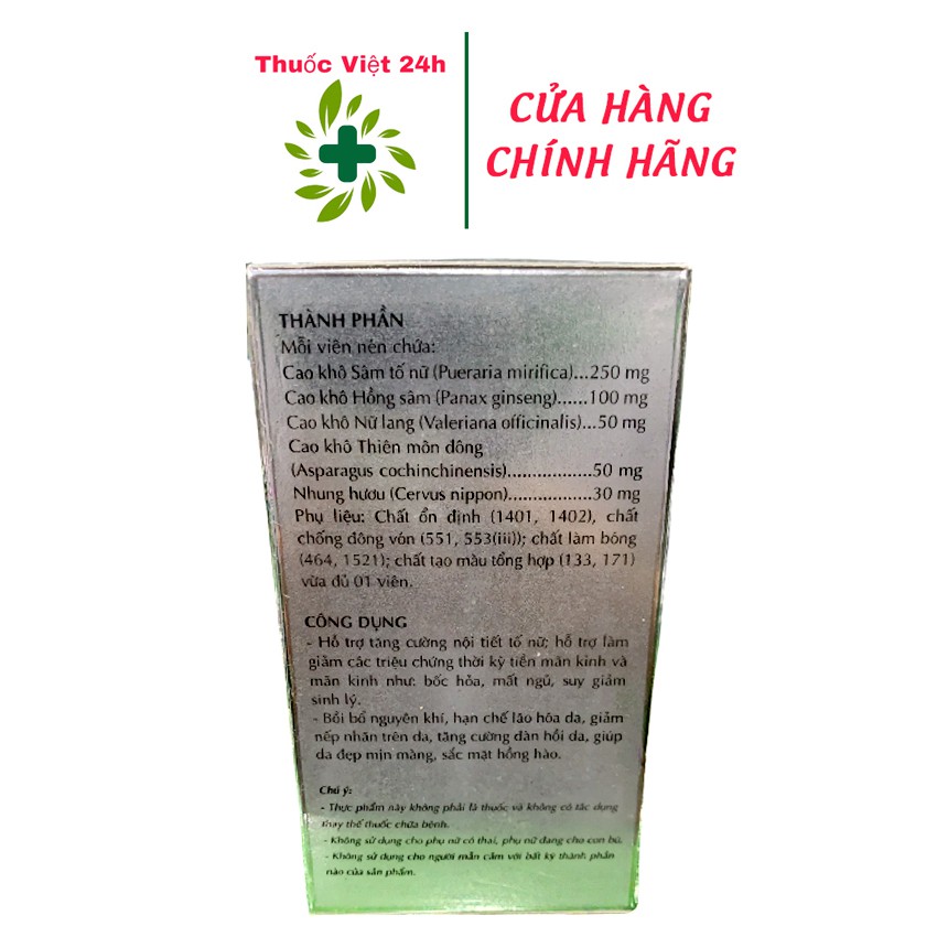 [MỚI - Hộp 30 viên] Sâm Nhung Tố Nữ Tuệ Linh - Giúp Tăng Cường Nội Tiết Tố Nữ - Thuocviet24h