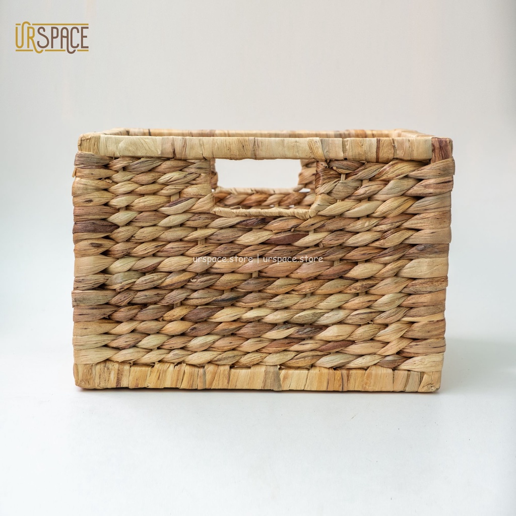 Sọt cói  chữ nhật khung gỗ trang trí đa năng Ur Space/ Howen rectangle hyacinth storage basket for home d