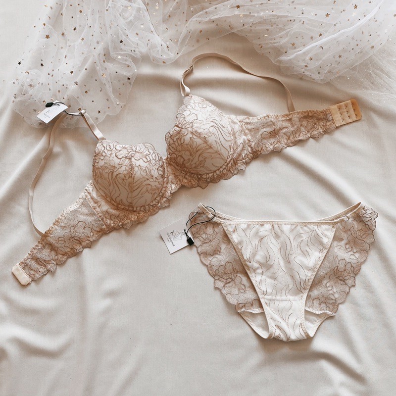 Bralette - Đồ Lót Thiết Kế - Push-up Basic Vàng Thêu | BigBuy360 - bigbuy360.vn