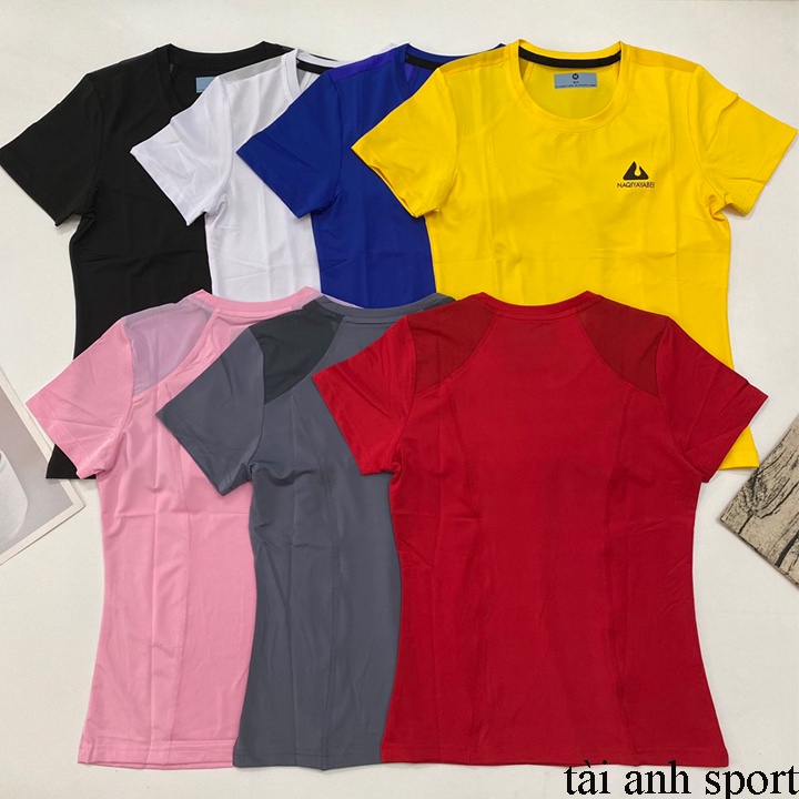 Áo nữ tập Gym, Yoga, Aerobic tay ngắn, chất thun 4 chiều - Naqiyayabei lưới lưng