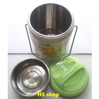 Cặp lồng giữ nhiệt 2 ngăn Song Long (16x18,5cm, Xanh lá)  -Đựng đồ ăn tiện lợi - NPP HS shop
