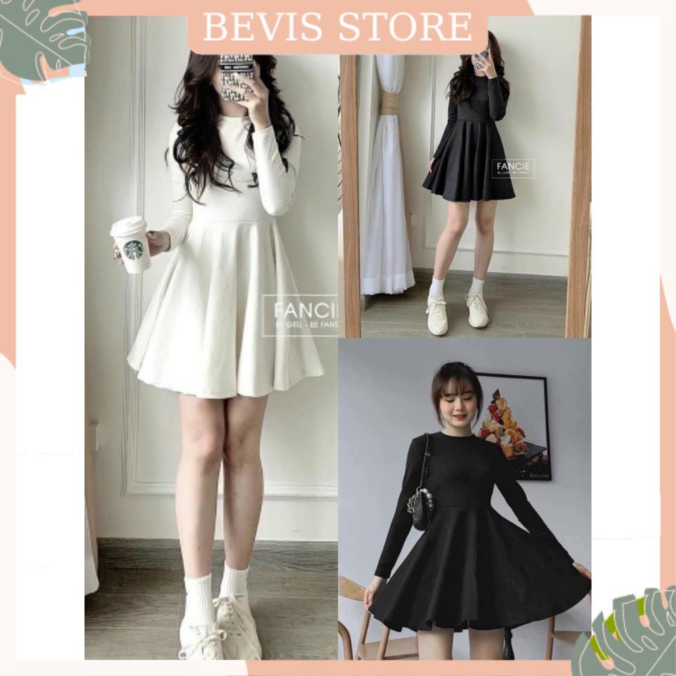 Đầm Umi Nữ Dáng Xòe , Váy Trơn Nữ Dài Tay Q007
