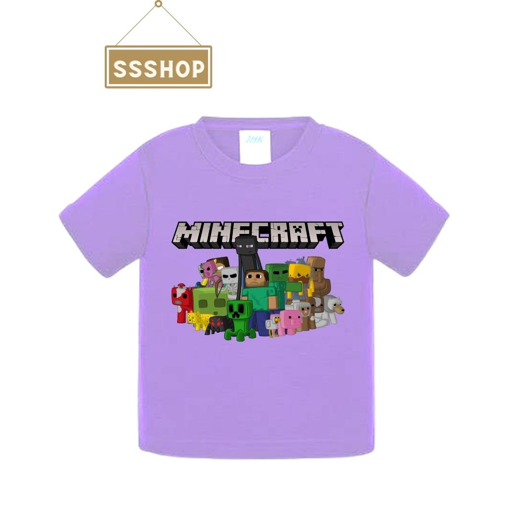 Áo thun trẻ em💖Áo cotton mát mịn In Hình Game Minecraft cho bé trai và bé gái - SSSHOP
