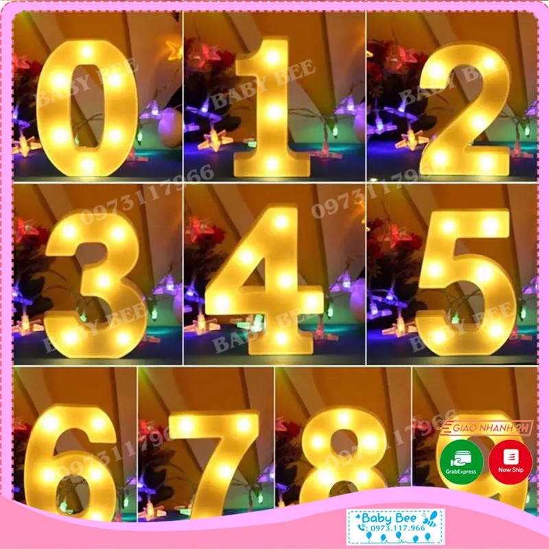 Đèn Led Số 0-9 Trang Trí Tiệc Tặng Kèm 2 Pin AA