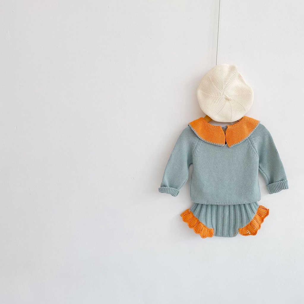 Set áo dệt kim + quần dài thiết kế mới thời trang mùa thu dành cho bé gái