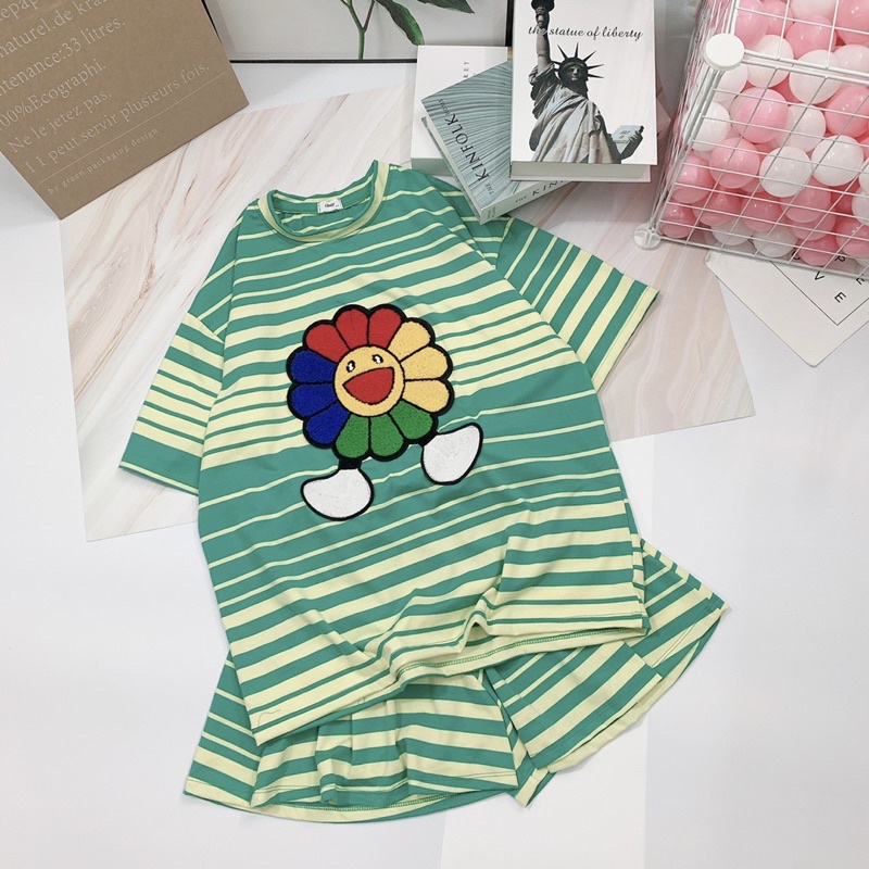 Bộ sọc xanh hoa hướng dương - Nhím Xù Shop
