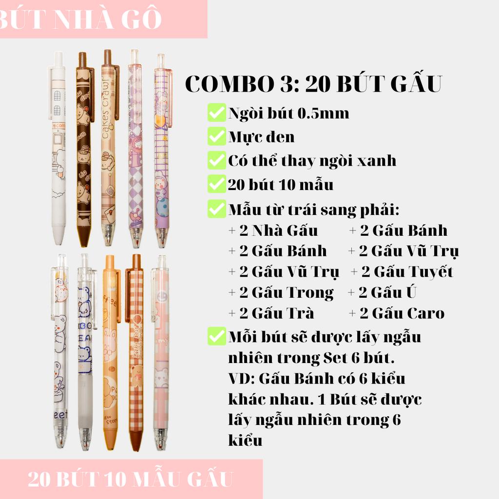 Set Bút Gel Hoạt Hình Bi Bấm Ngòi 0,5mm Mực Đen Hàn Quốc Dễ Thương Bút Văn Phòng Họa Tiết Cute