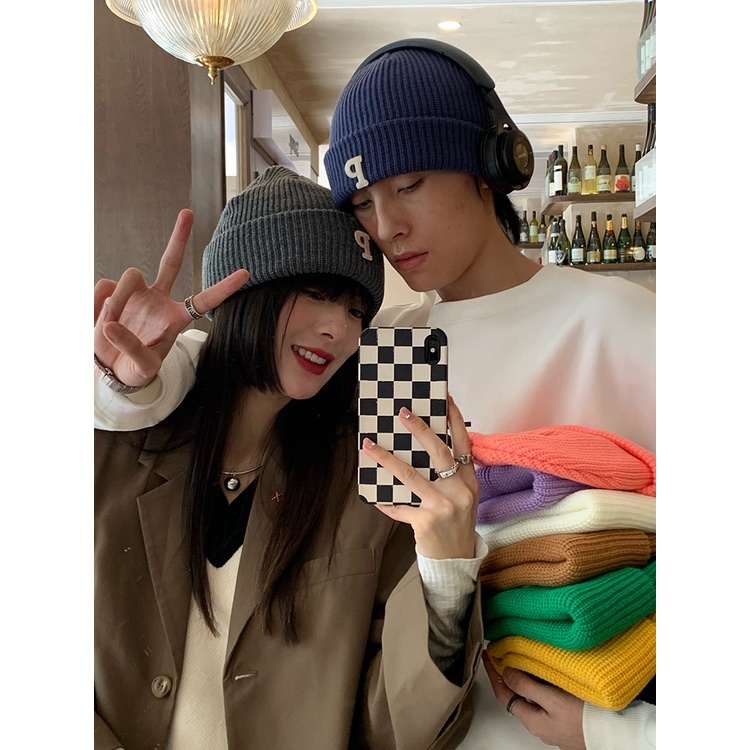 Nón len giữ ấm in chữ phong cách Hàn Quốc thời trang cho nữ