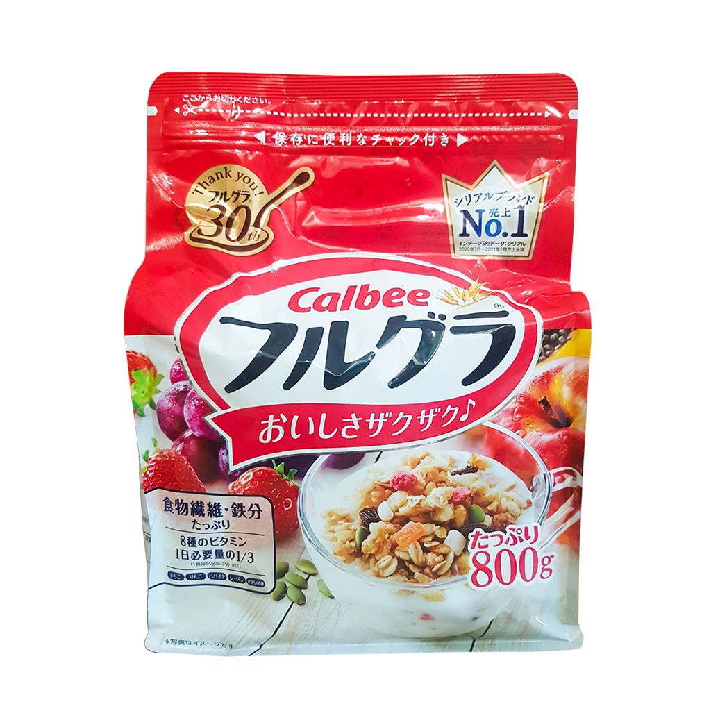 Ngũ Cốc Trái Cây Calbee Đỏ 800g Nhật Bản [HSD T5/2022] | BigBuy360 - bigbuy360.vn