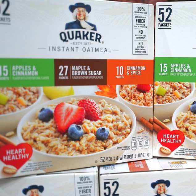 YẾN MẠCH NẤU ĂN LIỀN QUAKER INSTANT OATMEAL, CỰC NHANH TIỆN LỢI, CÓ HƯƠNG VỊ CỰC NGON (52 GÓI NGUYÊN SEAL)