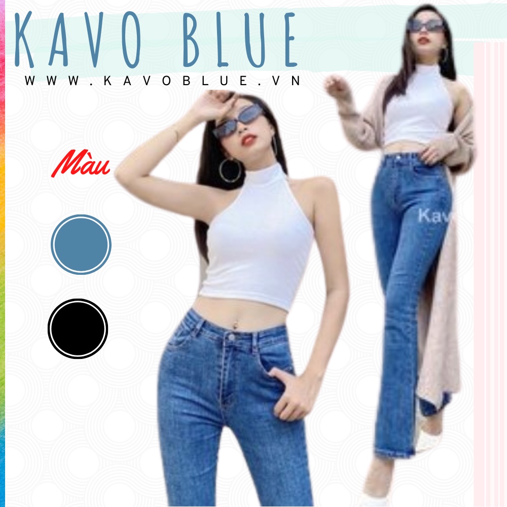 Quần Bò Nữ Dáng Loe KAVO BLUE Co Giãn 4 Chiều Chất Dày Dặn loe88