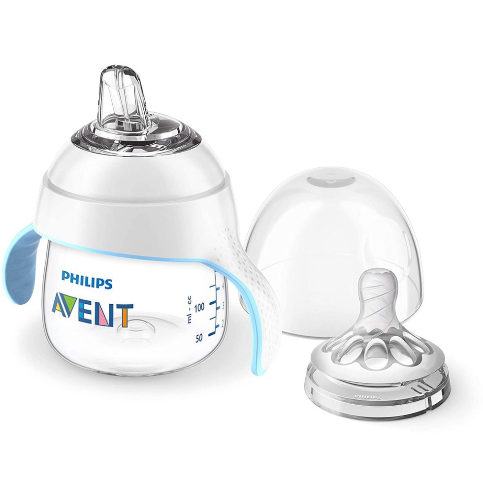 Bình tập uống Avent Natural 2 trong 1 có tay cầm 150ml [được chọn núm]