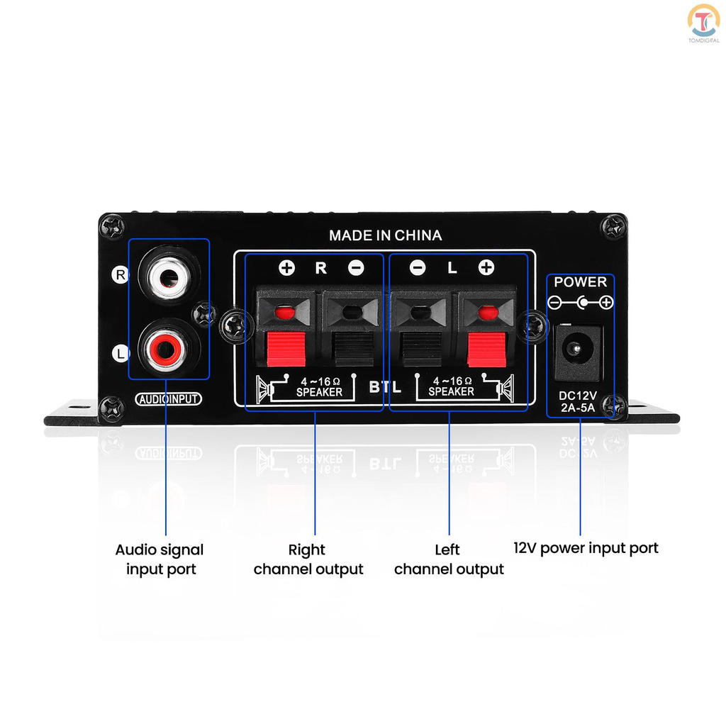 AK270 Mini Audio 2-Channel Stereo Power Amplifier Portable Sound Amplifier AUX Input Speaker Amp for Car and Home