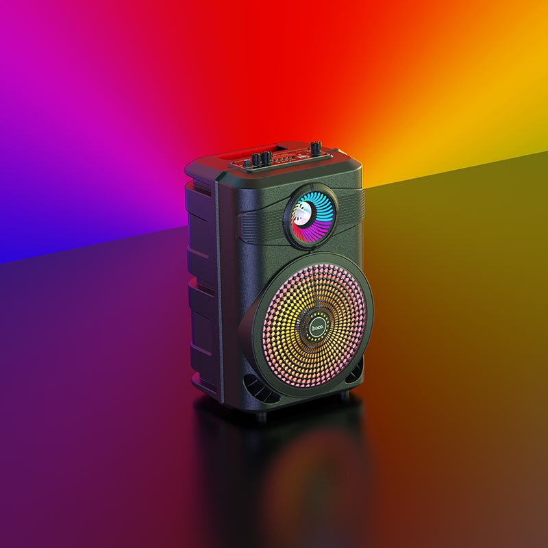 Loa Karaoke Hoco BS46, Kèm Micro Có Dây, Bluetooth 5.0, Công Suất 1800mAh, Hỗ Trợ Khe Cắm Thẻ Nhớ, USB, TF, AUX, Đài FM.