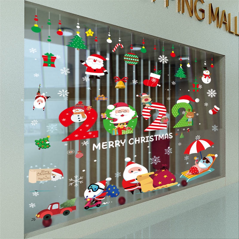 Miếng dán trang trí cửa kính họa tiết ông già Noel dễ thương | BigBuy360 - bigbuy360.vn
