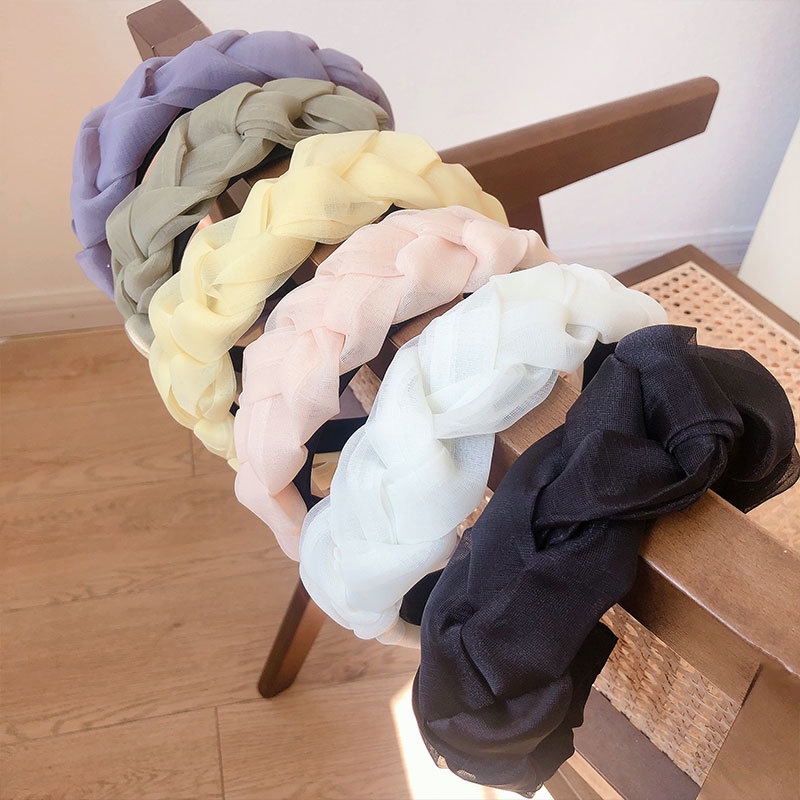 Cài tóc dạng bện bím vải voan nữ phong cách thư xinh phù hợp áo dài