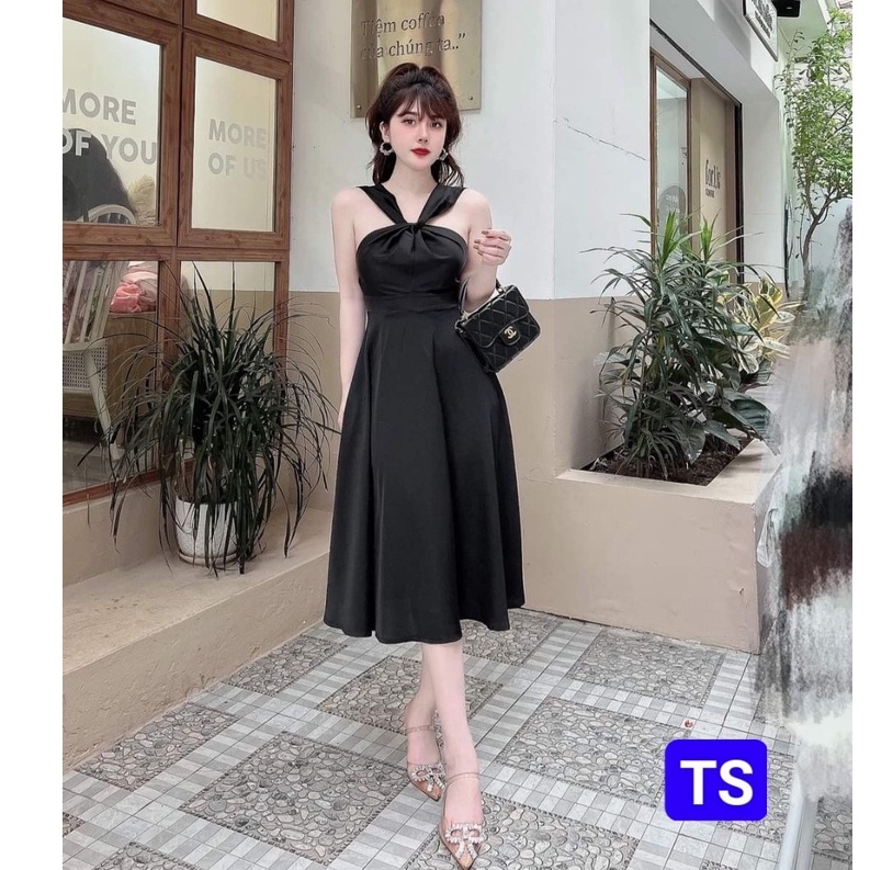 Đầm thiết kế.đầm tiểu thư maxi dáng xòe xoắn ngực hở vai xinh xắn | BigBuy360 - bigbuy360.vn