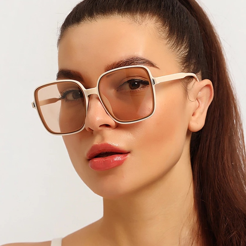 1 Kính Râm Unisex Gọng Vuông Lớn Chống Tia UV Thời Trang