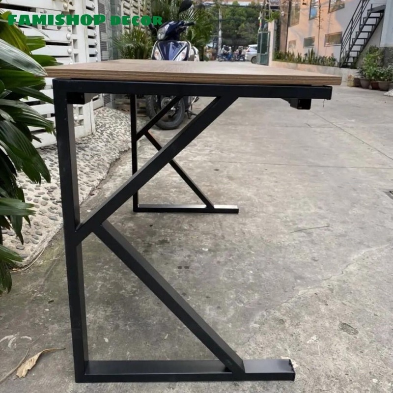 Bàn chân chữ K làm việc,bàn học,thông minh,chân sắt,gấp gọn,kèm kệ sách FAMI – 019