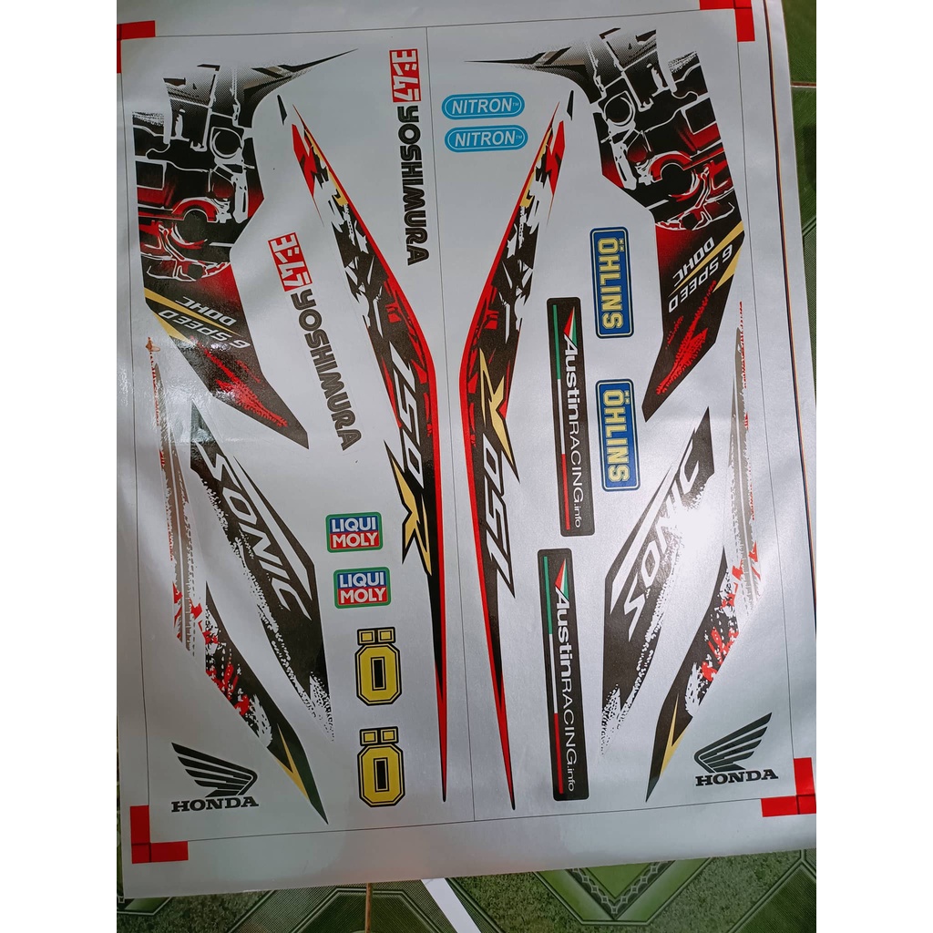 Tem rời candy sonic 150R đỏ đen xe trắng