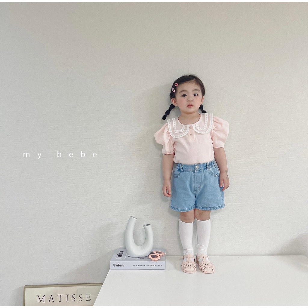 My bebe Áo cổ bèo ren Hàn Quốc cho bé gái