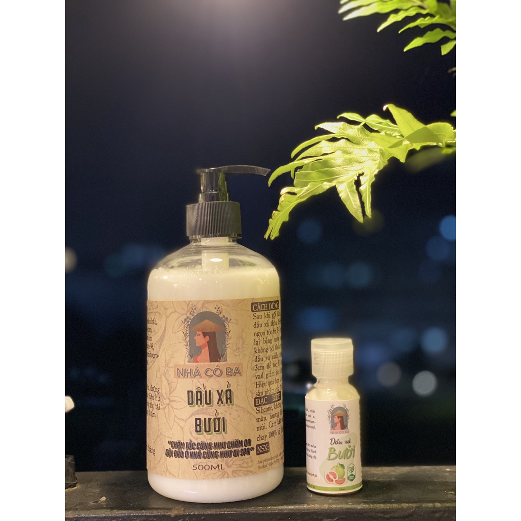 Dầu Xả Bưởi thảo mộc Nhà cô ba giúp tóc suôn mượt hạn chế gãy rụng 500ml