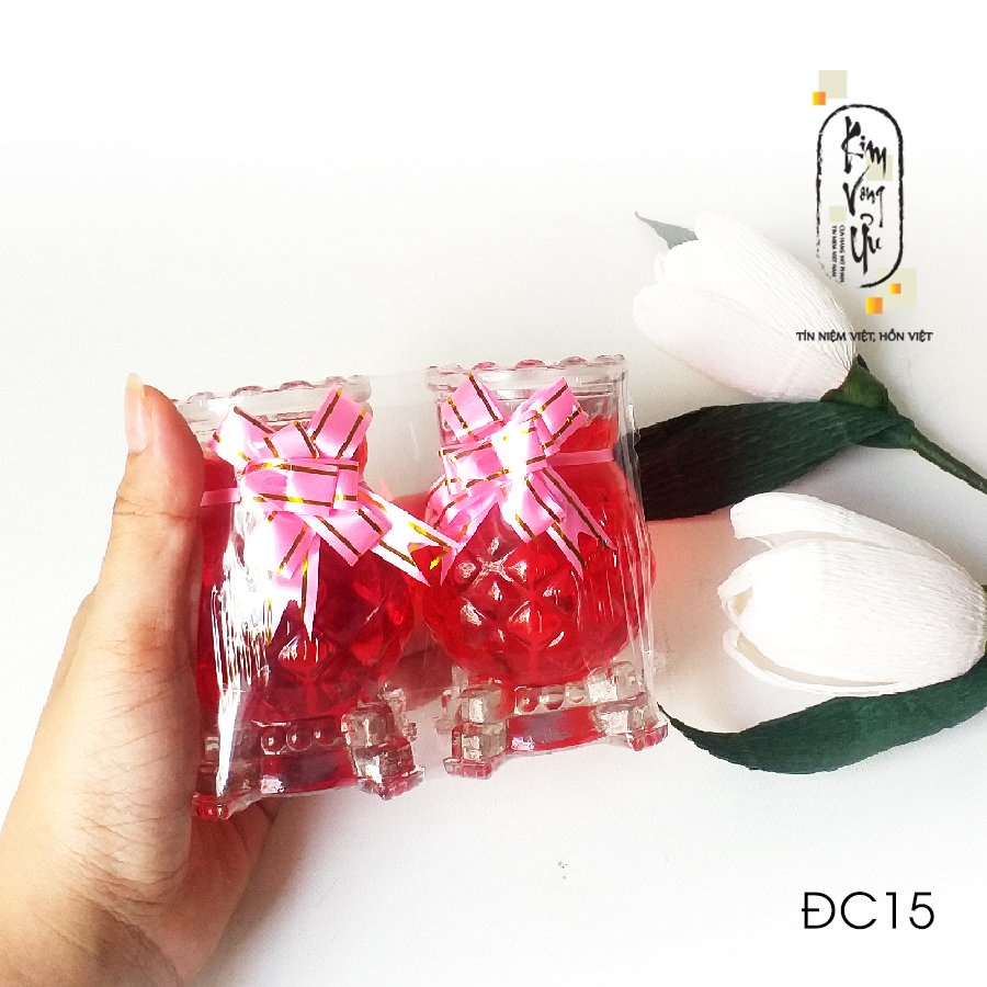 Đèn cầy ly cúng Trái Thơm Đỏ ĐC15 cao 9cm