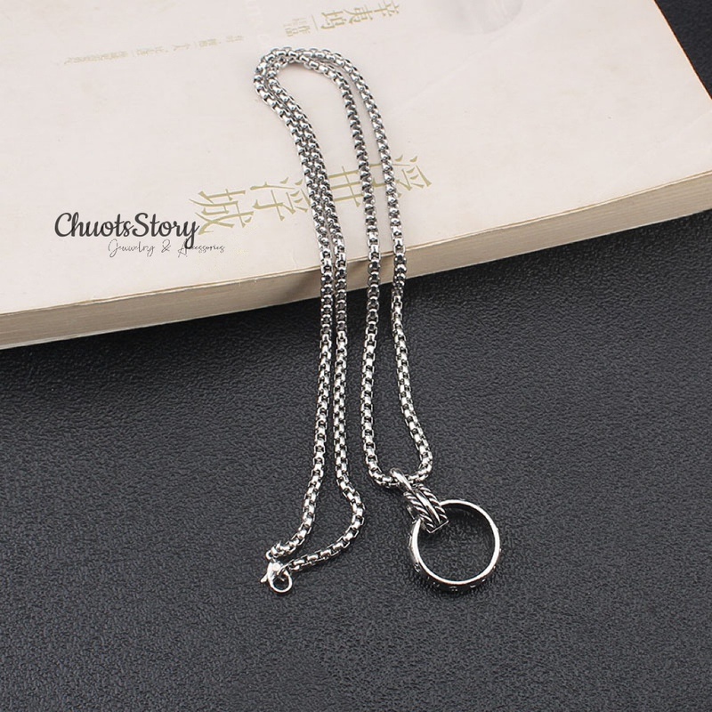Vòng cổ titan unisex mặt nhẫn, dây chuyền nam nữ cá tính không gỉ - VCU0032 - ChuotsStory