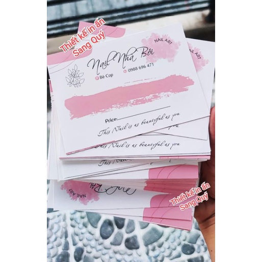 Nail box in tên shop theo yêu cầu giá rẻ, 2 mặt cán màn khổ 10x15cm khổ a6